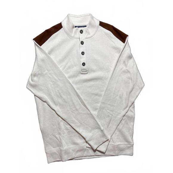 Other - Cremieux Men’s Large Long Sleeve Henley Shirt Cream Brown‎ Panel